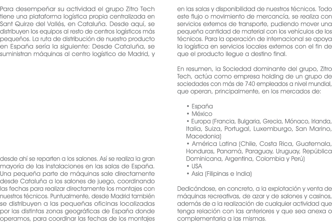 Para desempe ar su actividad el grupo Zitro Tech tiene una plataforma log stica propia centralizada en Sant Quirze de...
