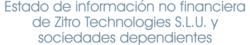 Estado de informaci n no financiera de Zitro Technologies S.L.U. y sociedades dependientes