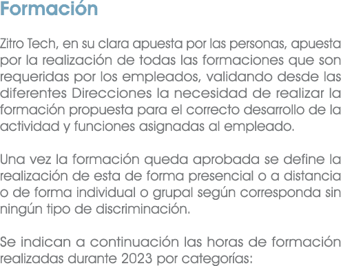 Formaci n Zitro Tech, en su clara apuesta por las personas, apuesta por la realizaci n de todas las formaciones que s...